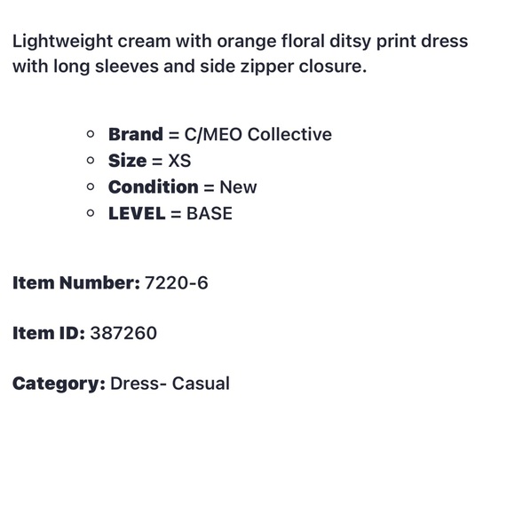 C/MEO COLLECTIVE Cream Ditzy Floral Pattern MOLTEN Dress - Picture 9 of 9